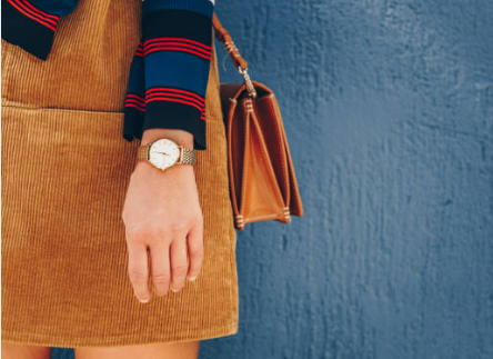 girl in corduroy skirt