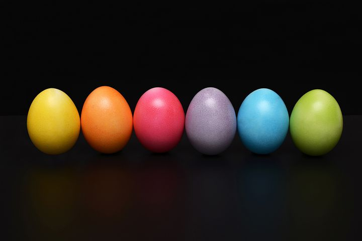 easter eggs of various colors