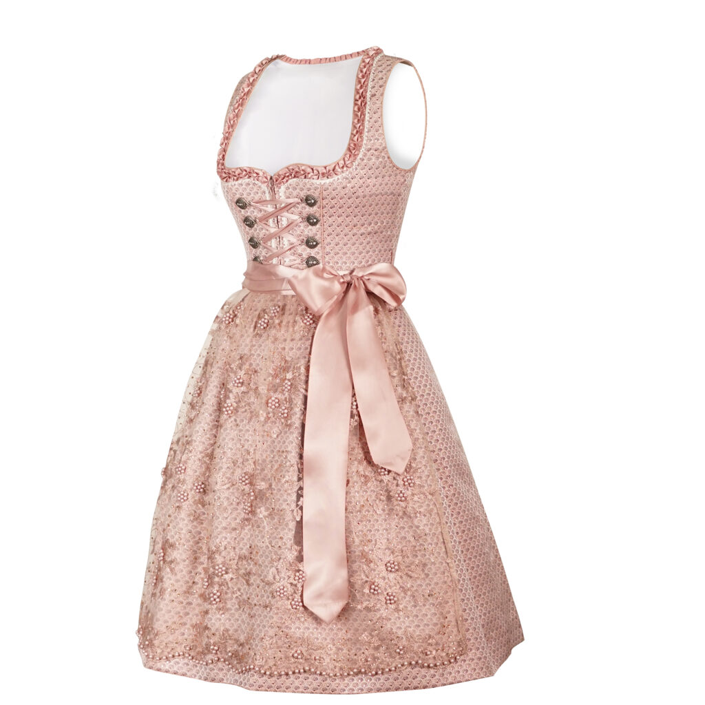 um requintado vestido dirndl rosa