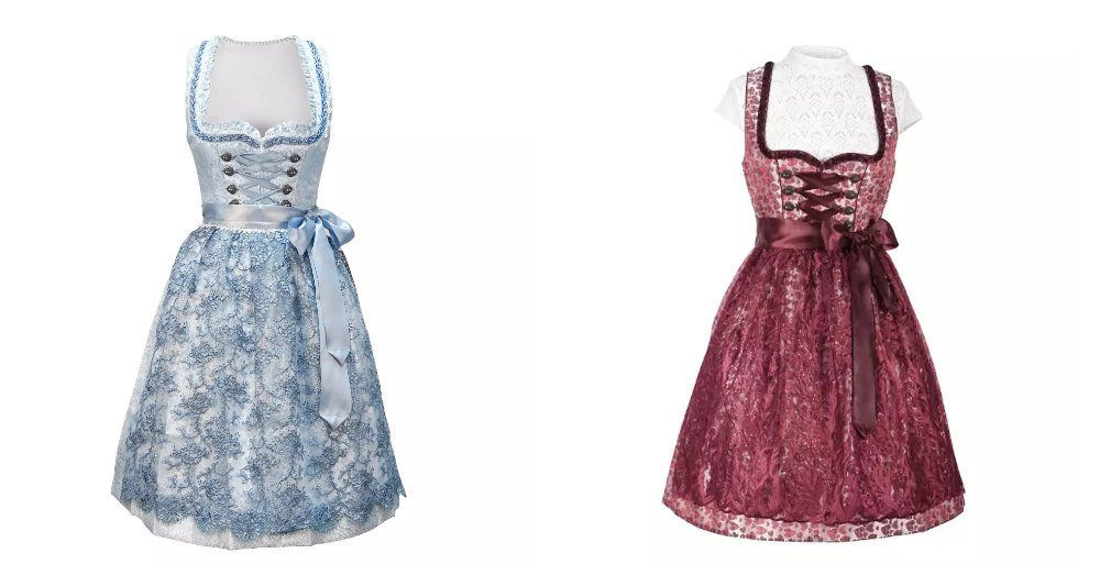 a blue aand a red dirndl dress