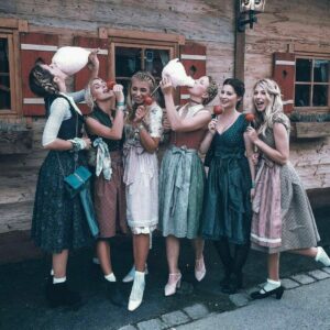 some women wearing dirndl dress